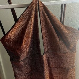 Copper Cocktail Midi Dress Halter (Runaway the label) (S/XS)
